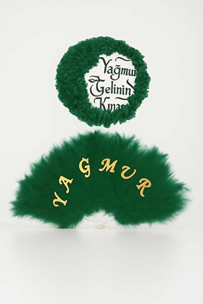 İsme Özel Kına Yelpazesi Ve Gelin Tefi Seti Otrişli Deri Tef Vurmalı Çalgı Def 30cm