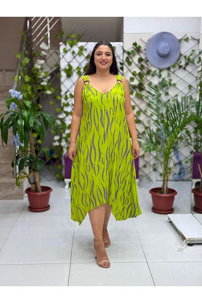 Punta Otantik Hln14031 Viscose Helin Dress with Ring Strap on the Shoulder