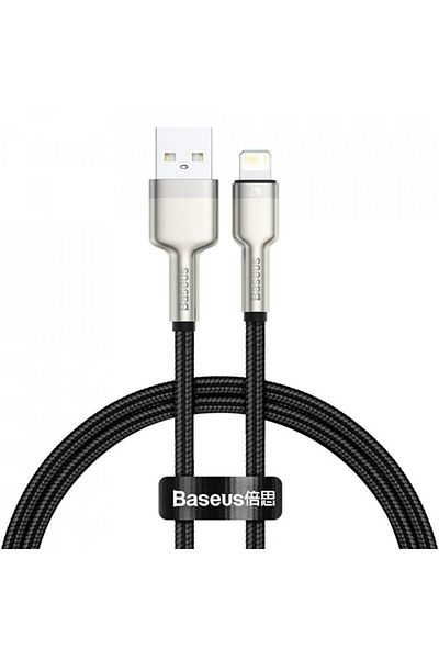 Baseus Usb To Lightning Cable, 2.4a, 480mbps, 25cm - Cafule Series Metal (CALJK-01) - Black