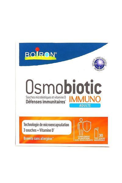 Boiron Adult Food Supplement, Osmobiotic, Immuno, with Microbiotic Strains and Vitamin D, 30 sachets