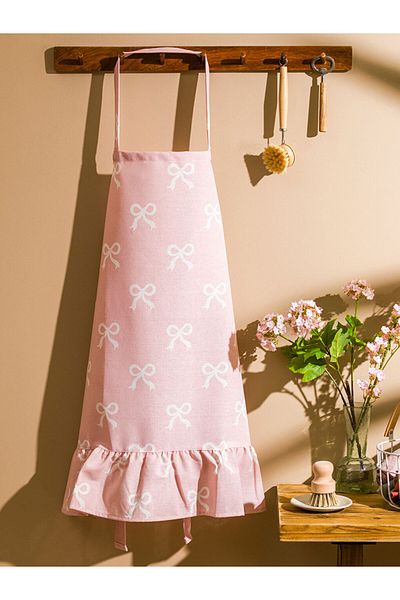 LC Waikiki Pink Bow Printed Women's Kitchen Apron