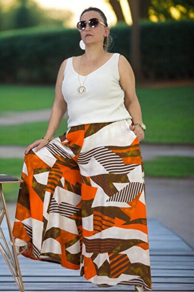 yagmurberen High Waist Elastic Pocketed Asymmetric Leg Summer Cotton Viscose Pants Skirt