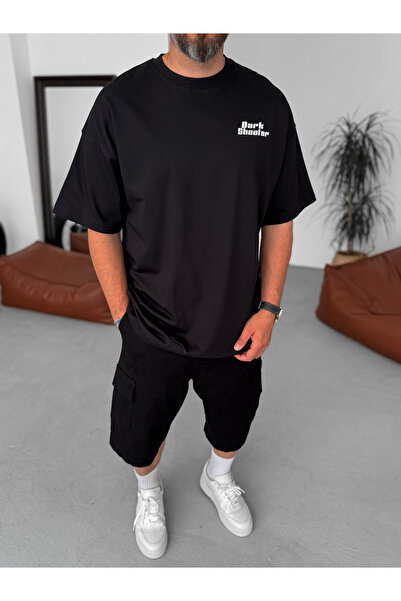 BYBASICMAN Negru Dark Shooter cu imprimeu supradimensionat tricou JJ-240