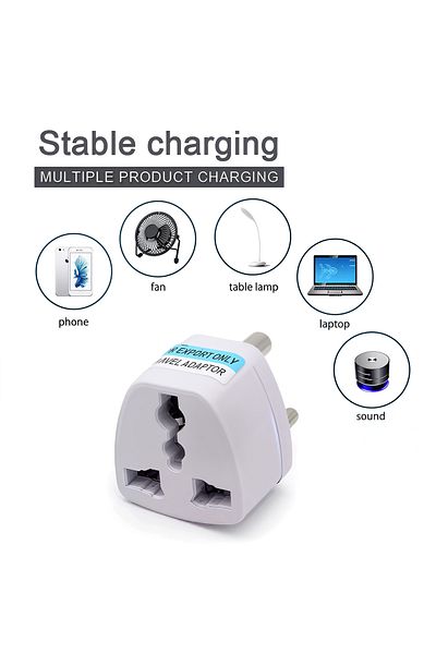 SpeedUF Multi-Outlet Converter Adapter – India Compatible, Grounded, Universal Input, White