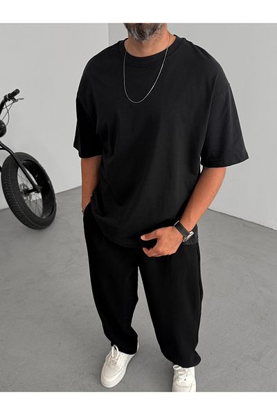 BYBASICMAN Black Basic Oversize T-Shirt C-055