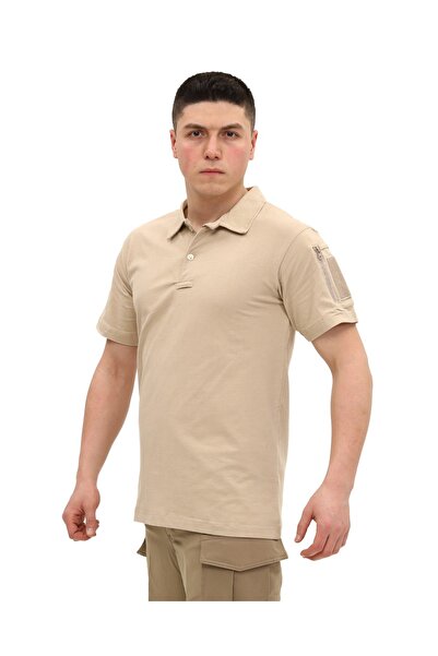 SINGLE SWORD Тактическа тениска с къс ръкав и поло яка в светло бежово