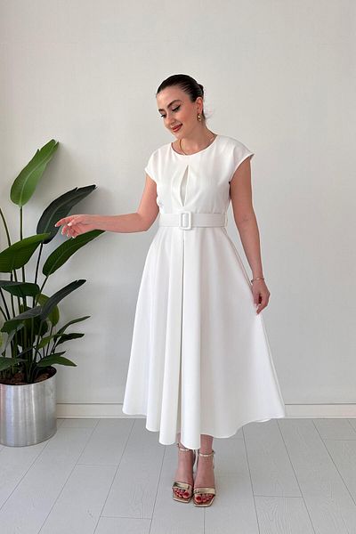 MaziButik Inner Pile Crepe Dress White