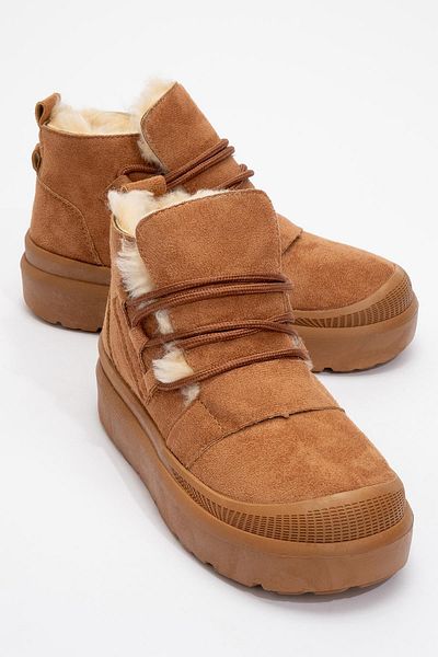 CCWAY AYAKKABI Women's Boots with Fur Inside Taba