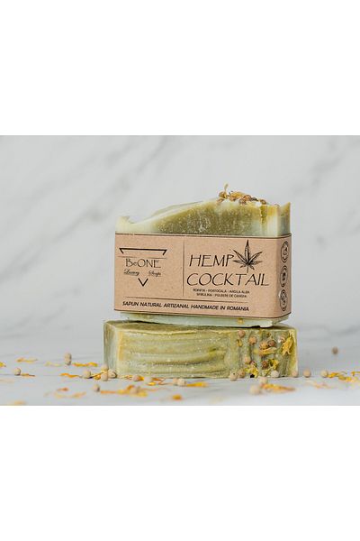 BeOne Cosmetics Hemp Cocktail - handmade artisanal soap, 100% natural, lemon balm and orange aroma
