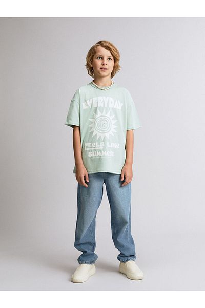 LC Waikiki Green Crew Neck Boy's T-Shirt