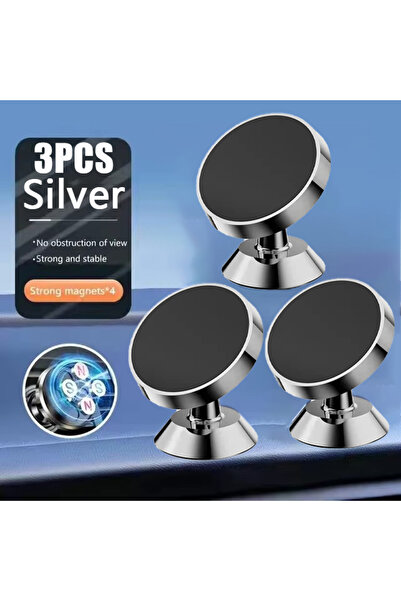 Choice 3 قطع حامل هاتف مغناطيسي للسيارة فضي اللون قابل للدوران مع حامل مغناطي...