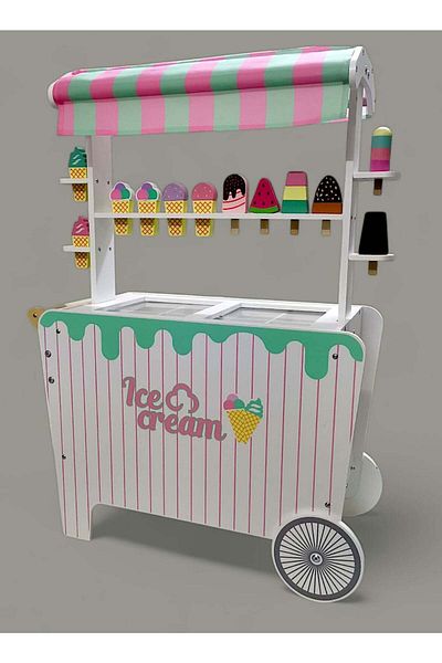 HSM Wooden Ice Cream Cart for Kids, Fun and Educational Toy