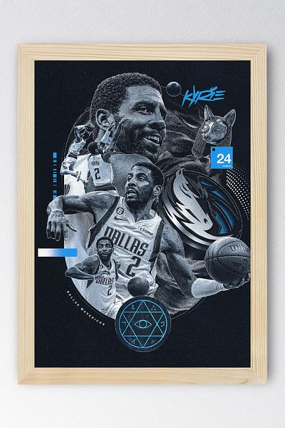 Saturn Pictură înrămată Kyrie Irving - Pictură poster NBA de baschet