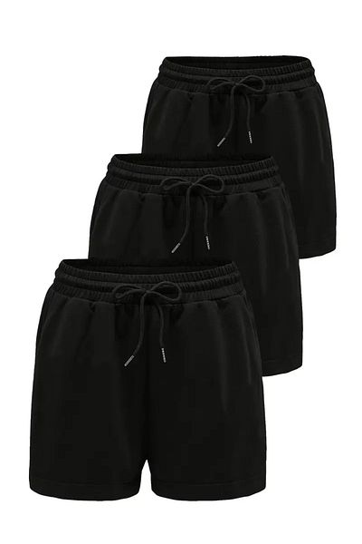 LAUSRA 3 Pcs Black Women's Flexible Comfortable Wear Gray Mini Cut Shorts Suitable for Beach Wear in the Sea