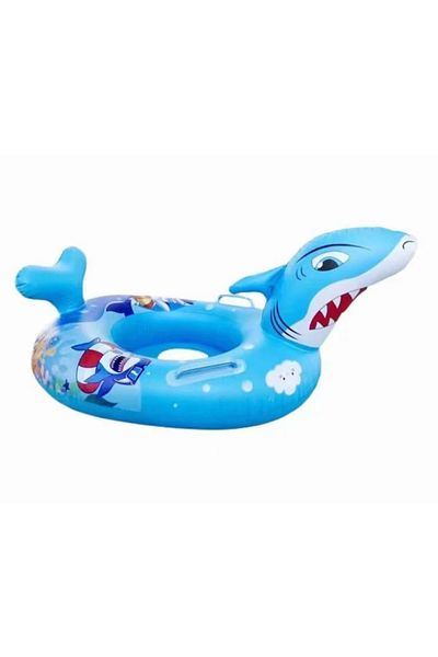 BaoBao Colac gonflabil copii Baobao 70x65 cm rechin 3D, cu sezut si manere laterale, albastru