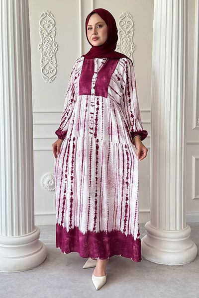 InStyle Batik Stripe Pattern Pink Viscose Dress