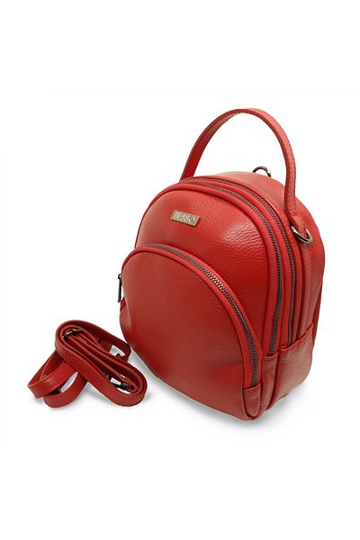 BESSO Essenza Pocket Genuine Leather Backpack Red