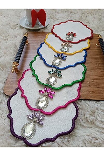 ZEYNEP ELA Kahve yanı kokteyl sunum peçete 6 adet vazo desen