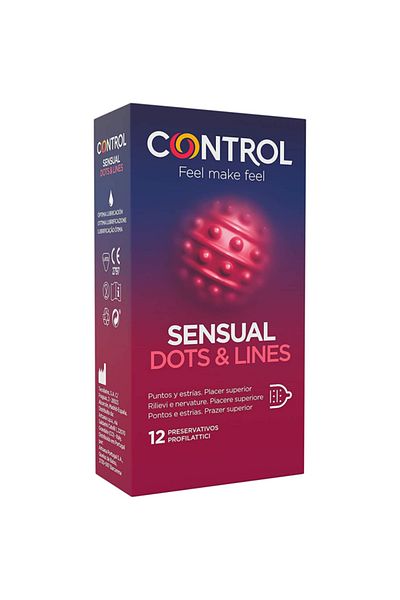 Roccobarocco Condoms, Sensual Control, Dots & Lines, 12 units