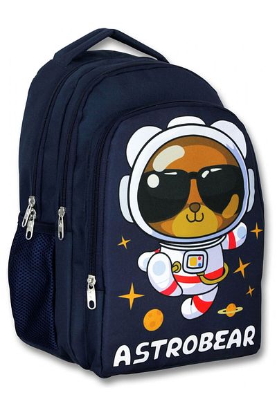 ÜMİT ÇANTA Geanta Ümit 5045 Bleumarin Alb Geanta Scoala pentru baieti cu trei ochi - Astronaut Teddy Bear