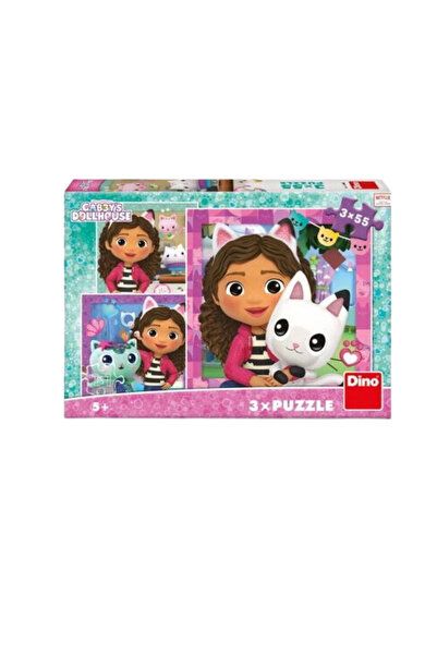 Dino Puzzle 3 în 1 Gabby și Prietenii, 3 x 55 piese