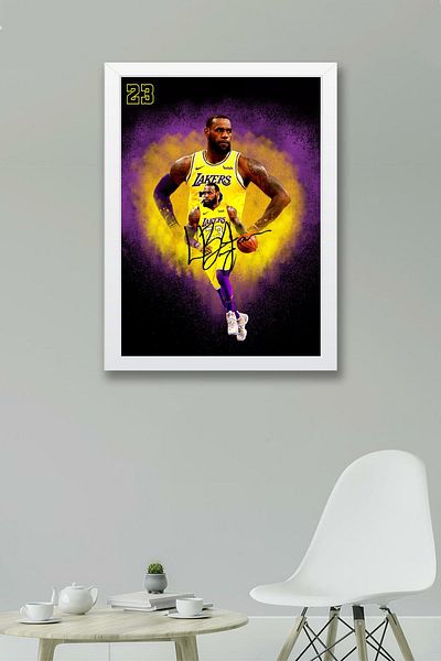 Saturn Lebron James Framed Painting - Basketball Nba Poster Painting