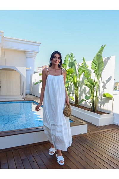 ESRAHELVACI Muslin Dress with Bead Strap
