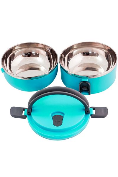 Aptel Lunch box, 2 compartments, plastic/metal, blue, 1.4 L