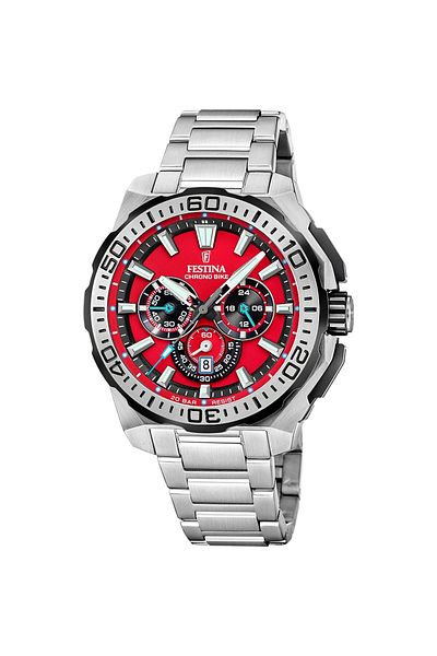 FESTİNA Festina F20724/5 Chrono Bike Quartz Steel Grey Red Dial 20 Atm 46 mm Men's Wristwatch