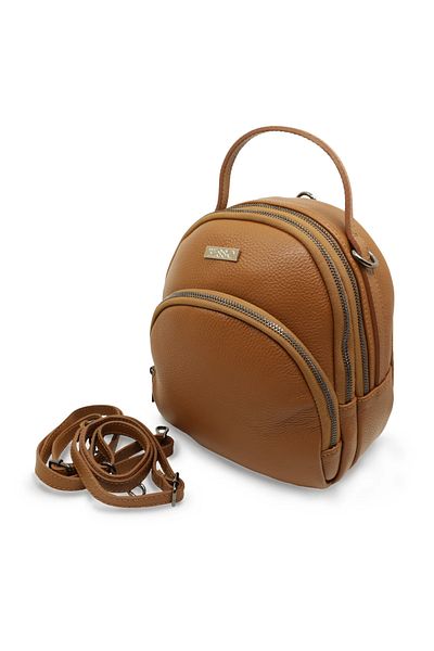 BESSO Essenza Pocket genuine leather backpack Brown