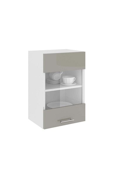 haaus.ro Corp Superior haaus Karo, O Usa, cu sticla, Gri Lucios/Alb, MDF, 40 x 30 x 60 cm