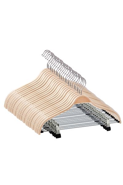 UnicUtil Set 20 Umerase din Lemn Laminat, UnicUtil, cu Clipsuri Metalice
