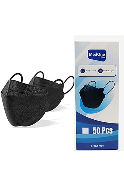 Yuwell Medone Plus 50 Pcs Disposable Face Mask Filter Face Mask - Individually Packaged (BLACK)