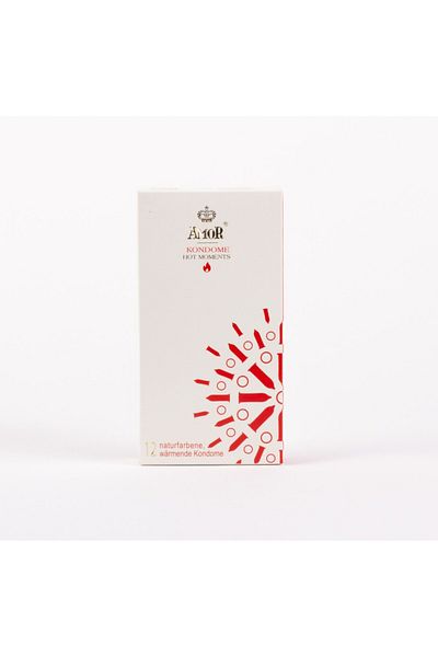 AMOR Latex condoms, Amor Hot Moments, warming lubricant, 12 pcs