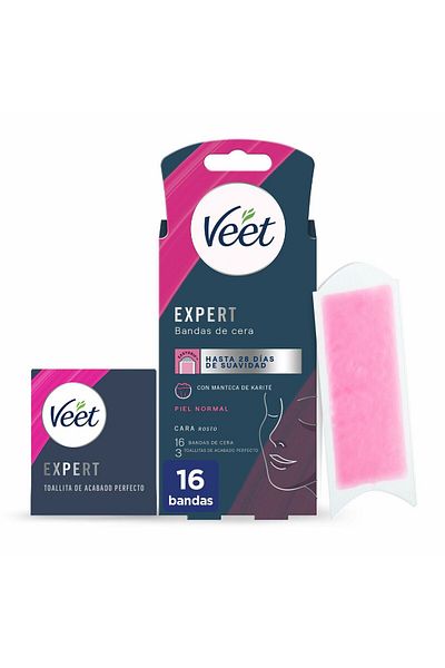 ELMIPLANT Wax strips, Veet, Expert, for face, 16 pcs, with shea butter