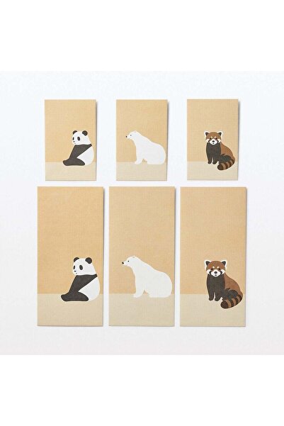 Muji Bamboo Paper Petit Envelope Red Panda, 3 pcs