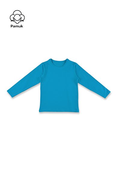 MK Mukko Kids Fata Băiat Copil Albastru Colorat Basic Sezonier Tricou cu mânecă lungă Badi