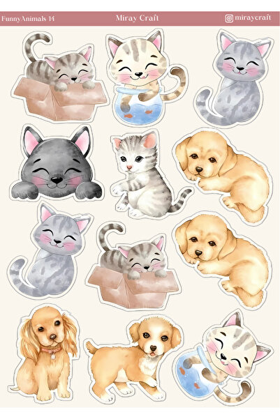 MirayDesign Αυτοκόλλητο με θέμα τα χαριτωμένα ζώα – 12x17 εκ. για άλμηστο βιβ...