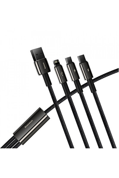 Baseus 3in1 USB to Type-C / Lightning / Micro-USB data cable, 3.5A, 1.5m, (CAMLTWJ-01) - Black