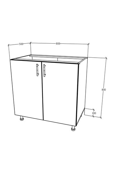 haaus.ro Haaus Karo Base Cabinet, 2 Doors, Glossy Grey/White, MDF, 80 x 50 x 80 cm