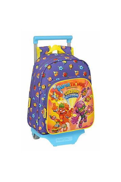 CLATRONIC Rucsac școlar cu roți SuperThings Guardians of Kazoom, mov galben, 27x33x10 cm