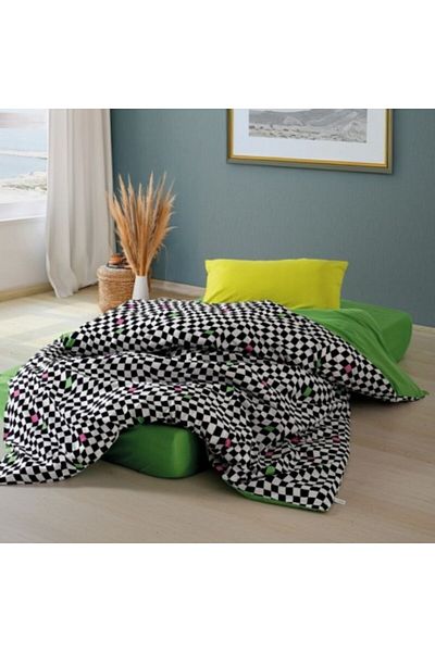 Cozy Home Lenjerie pat 1 persoana bumbac ranforce, cearceaf pilota 160x220cm, Cozy Home, Dazzle patrate