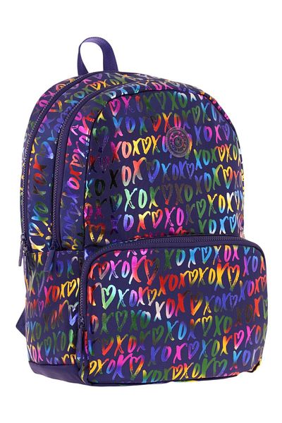 KAUKKO Rucsac Shine cu trei compartimente bleumarin cu model XOXO - K1779