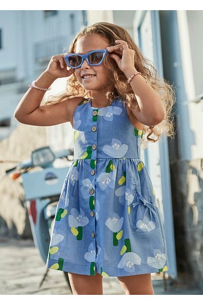 MAYORAL Girl's Buttoned Floral Patterned Dress