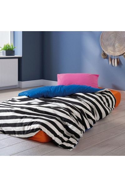 Cozy Home Lenjerie pat 1 persoana bumbac ranforce, cearceaf pilota 160x220cm, Cozy Home, Dusk dungi