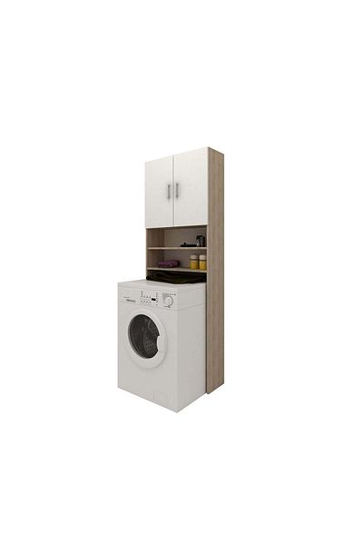 haaus.ro Fyn Washing Machine Cabinet, Sonoma Oak/White, 65 x 27 x 190 cm