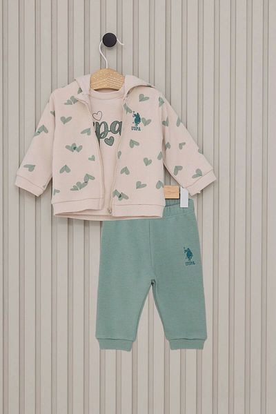 U.S. Polo Assn. Us Polo Baby Girl 3 Piece Set - A.Beige