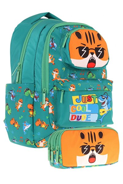 KAUKKO Kids Toys Boy Green 3D Lion Shaped Primary School Bag and Pen Holder S...