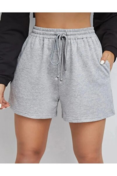 LAUSRA Γυναικείο ελαστικό άνετο σορτς σε γκρι χρώμα, ιδανικό για να φορεθεί σ...