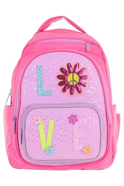 KAUKKO Kids Glitter Love Patterned Girl's Four Compartment School Bag - L5211